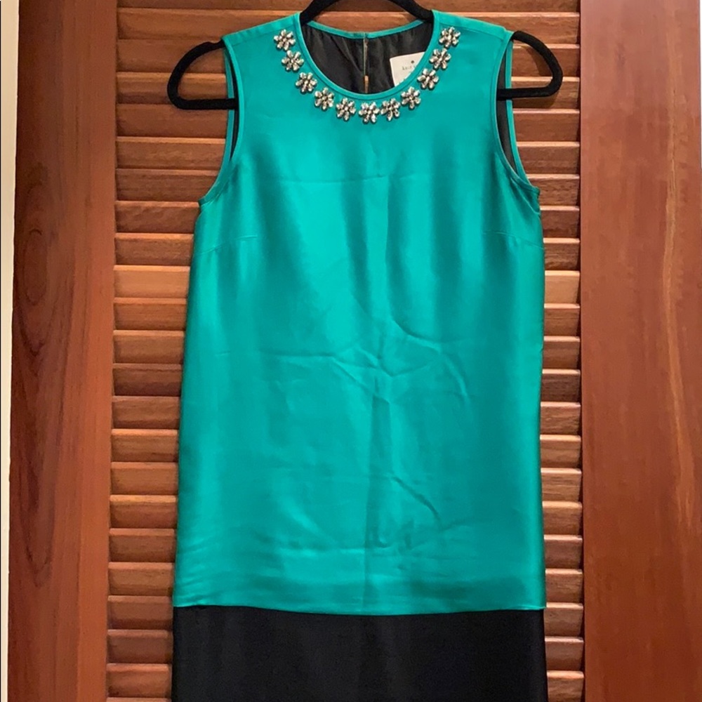 Kate Spade ♠️ satin dress with embellished neck